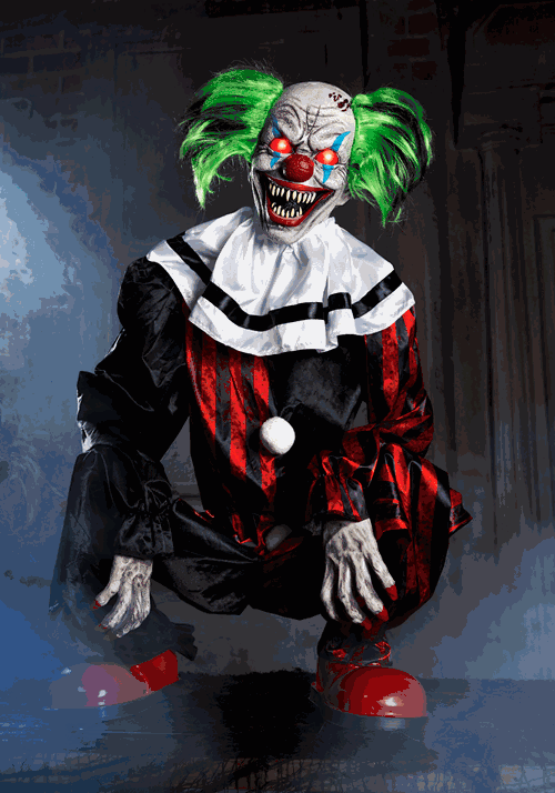 2.9FT Crouching Clown Red Animatronic Decoration
